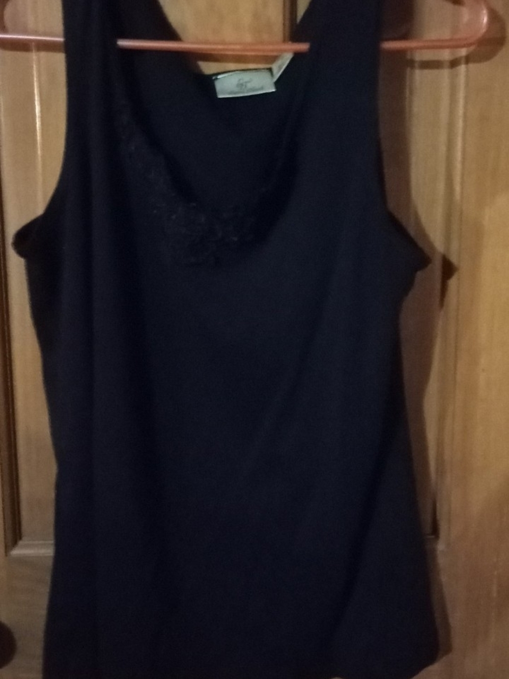 Black Sleeveless Tank Top with Lace Trim